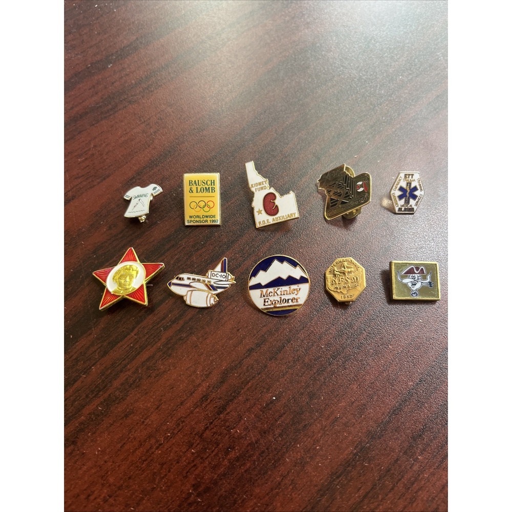 Lot Of 10 Random Mixed Lapel Hat Pins B2